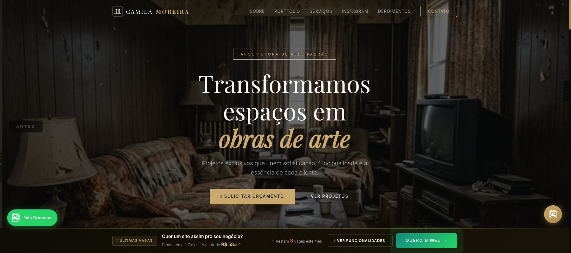 Preview do site modelo para arquitetos — Nimbro Sites